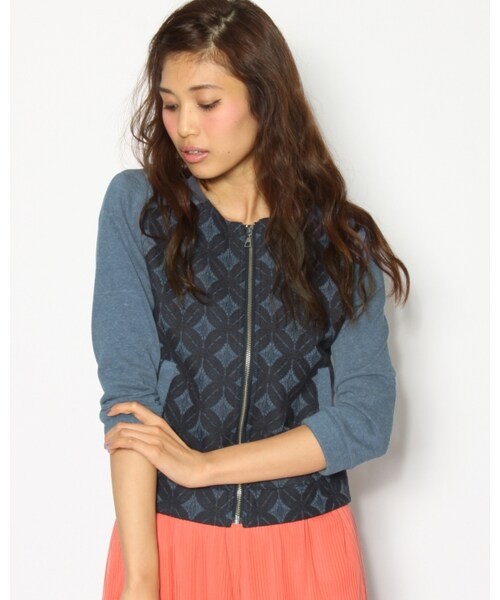 VICKY（ビッキー）の「レースボンディングインレーブルゾン（ジャケット/アウター・レディース・オフホワイト/ネイビー/イエロー・S/M）」の2枚目の写真