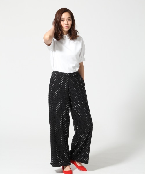 LOWRYS FARM（ローリーズファーム）の「ドットワイドパンツ（パンツ・レディース・ブラック/ネイビー・Ｆ）」の9枚目の写真