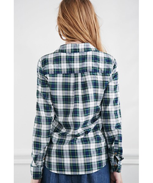 FOREVER 21（フォーエバー トゥエンティーワン）の「FOREVER 21 Woven Tartan Plaid Shirt（シャツ/ブラウス・レディース・Ivory/green・Medium/Large/Small）」の3枚目の写真