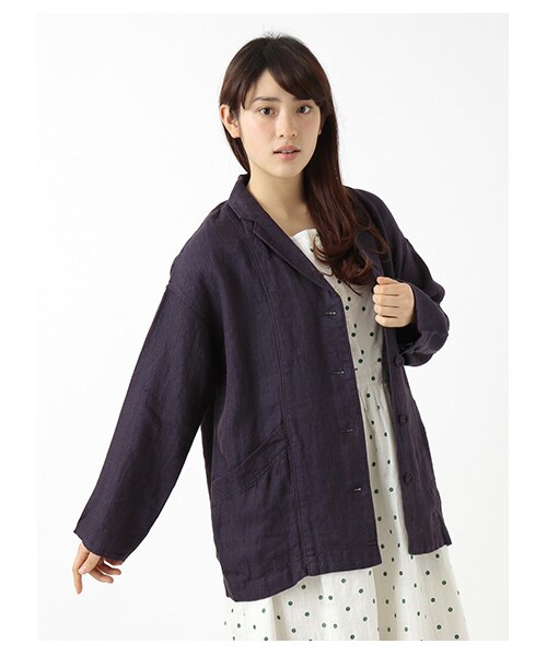 Samansa Mos2（サマンサ モスモス）の「リネンサージジャケット（ジャケット・レディース・アイボリー/ベージュ/オレンジ/ネイビー・M）」の3枚目の写真