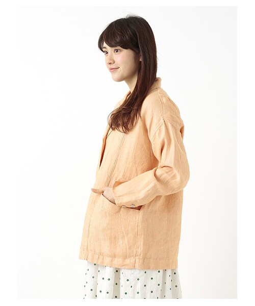 Samansa Mos2（サマンサ モスモス）の「リネンサージジャケット（ジャケット・レディース・アイボリー/ベージュ/オレンジ/ネイビー・M）」の6枚目の写真