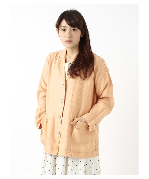 Samansa Mos2（サマンサ モスモス）の「リネンサージジャケット（ジャケット・レディース・アイボリー/ベージュ/オレンジ/ネイビー・M）」の5枚目の写真