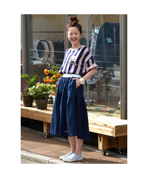 mercibeaucoup,（メルシーボークー）の「メルシーボークー、 / Ｂ：ミリミリ / スカート（スカート・レディース・khaki/navy・01）」の9枚目の写真