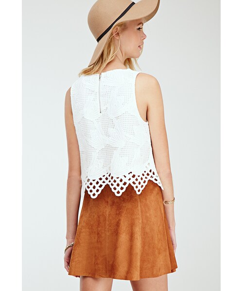 FOREVER 21（フォーエバー トゥエンティーワン）の「FOREVER 21 Floral Crochet Crop Top（Tシャツ/カットソー・レディース・Cream/Yellow・Medium/Large/Small）」の5枚目の写真