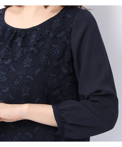 laboratory work（ラボラトリーワーク）の「フロントレース7分袖ブラウス（トップス・レディース・オフホワイト/ネイビー・M）」の7枚目の写真