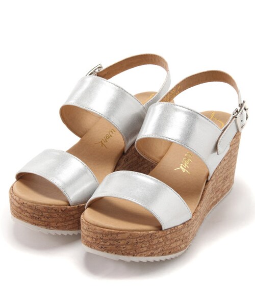 laboratory work（ラボラトリーワーク）の「ダブルベルト厚底ウェッジサンダル（シューズ・レディース・ホワイト/ブラック/シルバー・M/L）」の3枚目の写真