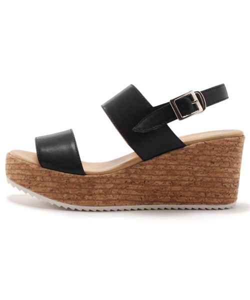 laboratory work（ラボラトリーワーク）の「ダブルベルト厚底ウェッジサンダル（シューズ・レディース・ホワイト/ブラック/シルバー・M/L）」の6枚目の写真