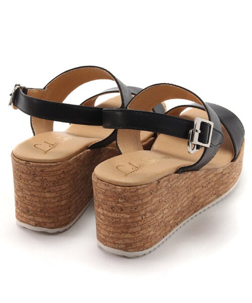 laboratory work（ラボラトリーワーク）の「ダブルベルト厚底ウェッジサンダル（シューズ・レディース・ホワイト/ブラック/シルバー・M/L）」の5枚目の写真