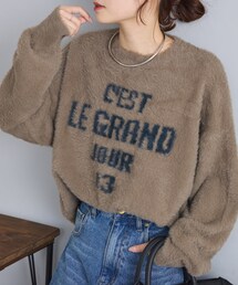 PUAL CE CIN（ピュアルセシン）の「ジャガードロゴシャギーニットプルオーバー（ニット/セーター）」