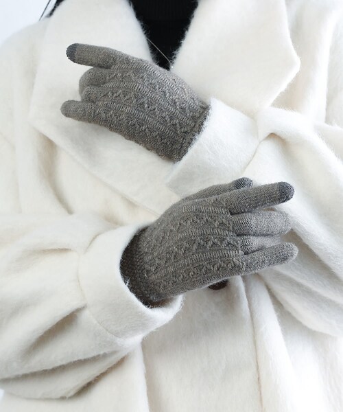 スマホ対応模様編み柄手袋の3枚目の写真