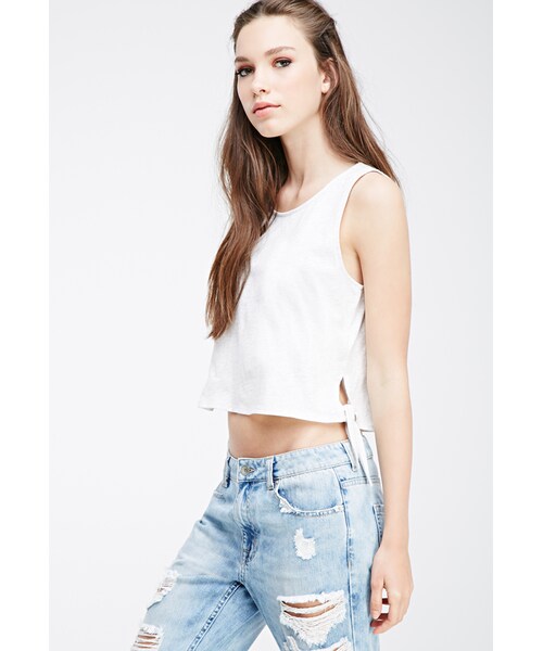FOREVER 21（フォーエバー トゥエンティーワン）の「FOREVER 21 Self-Tie Tank Top（タンクトップ・レディース・Black/Oatmeal/Heather grey・Medium/Small/Large）」の7枚目の写真