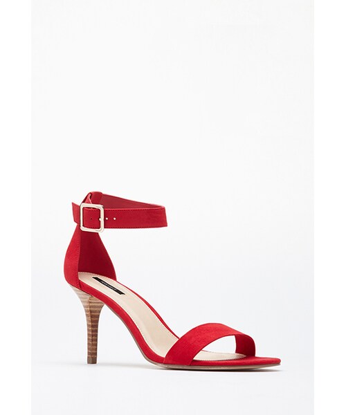 FOREVER 21(フォーエバー トゥエンティーワン)の「FOREVER 21 Faux Suede Ankle-Strap Heels(サンダル・レディース・Red/Black・10/8.5/9/8/6.5/5.5/7/7.5/6)」の6枚目の写真