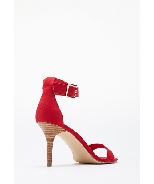 FOREVER 21(フォーエバー トゥエンティーワン)の「FOREVER 21 Faux Suede Ankle-Strap Heels(サンダル・レディース・Red/Black・10/8.5/9/8/6.5/5.5/7/7.5/6)」の5枚目の写真