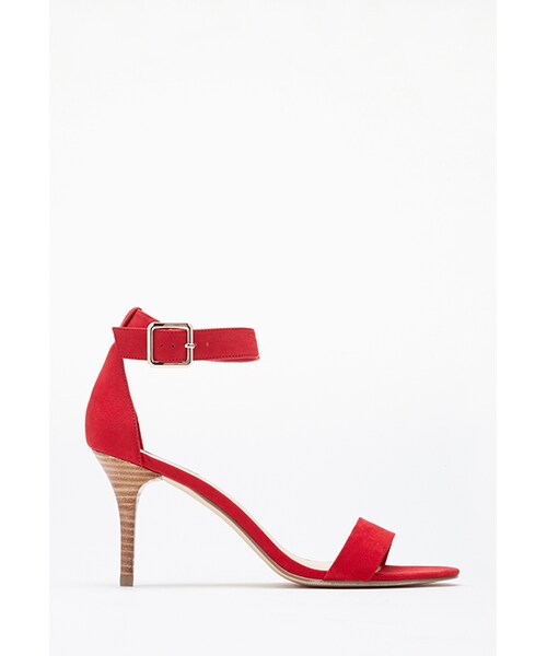 FOREVER 21(フォーエバー トゥエンティーワン)の「FOREVER 21 Faux Suede Ankle-Strap Heels(サンダル・レディース・Red/Black・10/8.5/9/8/6.5/5.5/7/7.5/6)」の2枚目の写真