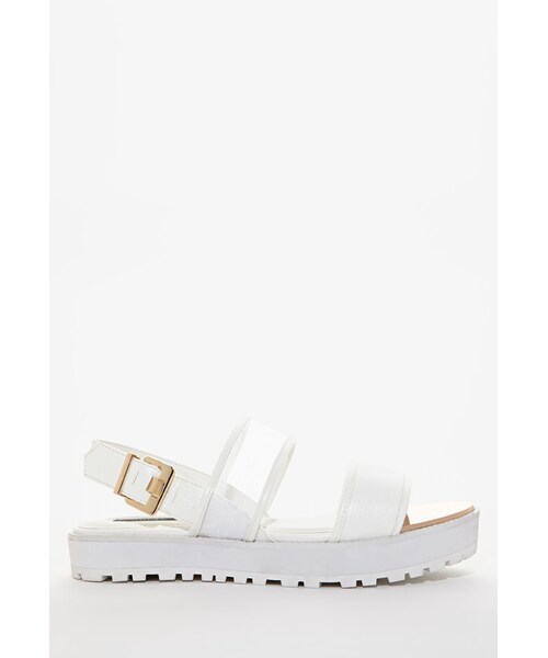 FOREVER 21（フォーエバー トゥエンティーワン）の「FOREVER 21 Mesh-Strap Flatform Sandals（サンダル・レディース・White/Black・8.5/9/6/7/10/5.5/7.5/8/6.5）」の4枚目の写真