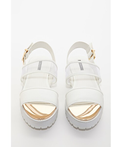 FOREVER 21（フォーエバー トゥエンティーワン）の「FOREVER 21 Mesh-Strap Flatform Sandals（サンダル・レディース・White/Black・8.5/9/6/7/10/5.5/7.5/8/6.5）」の8枚目の写真