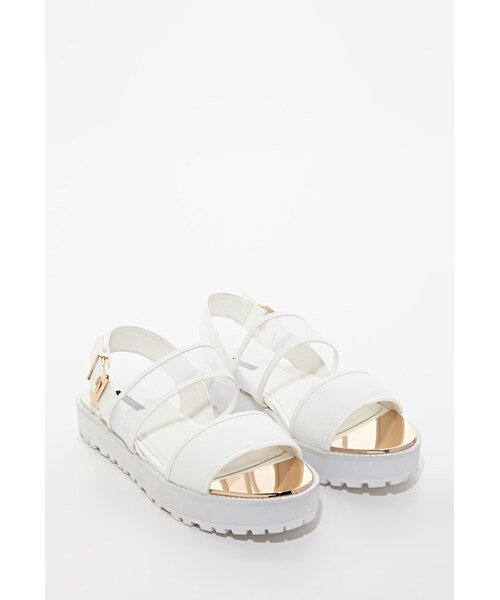 FOREVER 21（フォーエバー トゥエンティーワン）の「FOREVER 21 Mesh-Strap Flatform Sandals（サンダル・レディース・White/Black・8.5/9/6/7/10/5.5/7.5/8/6.5）」の13枚目の写真