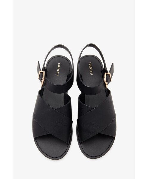 FOREVER 21（フォーエバー トゥエンティーワン）の「FOREVER 21 Faux Leather Ankle Strap Sandals（サンダル・レディース・Black/White・6.5/5.5/6/7/7.5/8/8.5/9/10）」の5枚目の写真