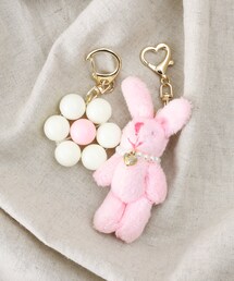 3coins（3coins）の「フラワーうさぎキーホルダー2個セット/KIDS