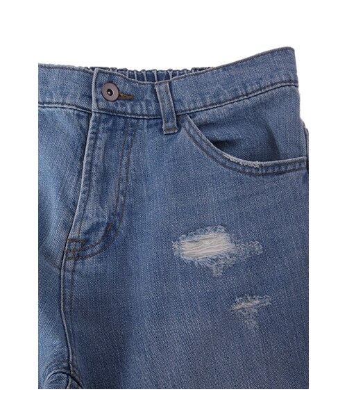 w closet（ダブルクローゼット）の「10.5ozダメージデニムストレートパンツ（パンツ・レディース・サックス/ブルー・FREE）」の6枚目の写真