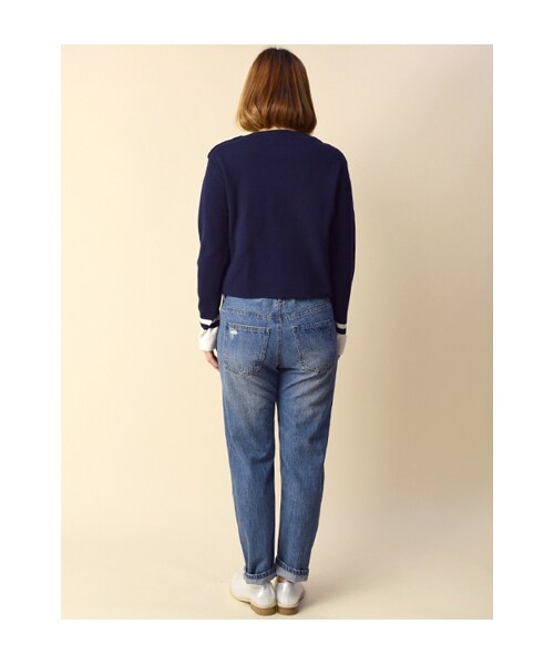 w closet（ダブルクローゼット）の「10.5ozダメージデニムストレートパンツ（パンツ・レディース・サックス/ブルー・FREE）」の5枚目の写真