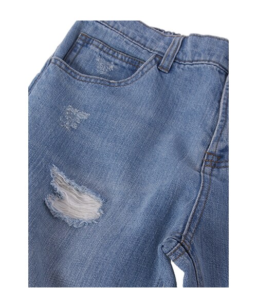 w closet（ダブルクローゼット）の「10.5ozダメージデニムストレートパンツ（パンツ・レディース・サックス/ブルー・FREE）」の8枚目の写真