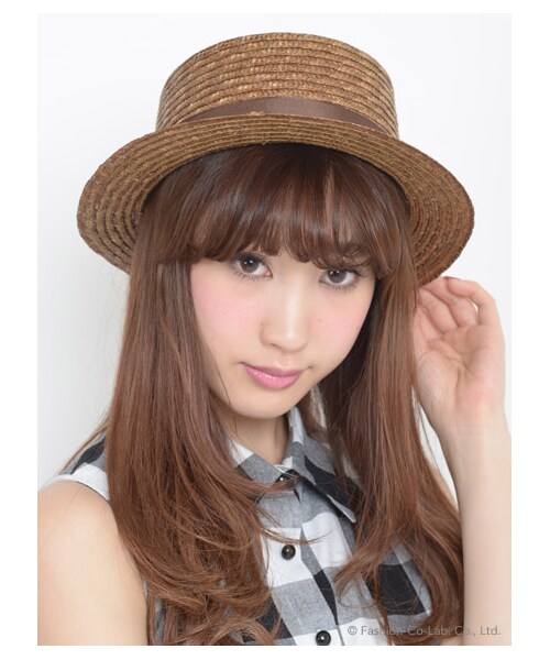 TITTY&CO.（ティティーアンドコー）の「リボンカンカン帽（帽子・レディース・ベージュ/ブラック/ブラウン・F）」の2枚目の写真