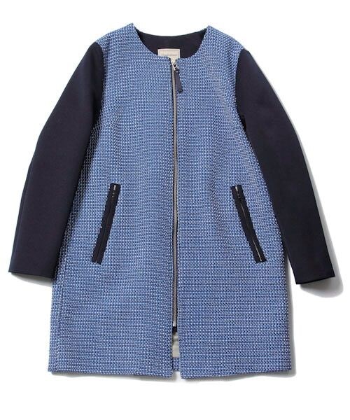 BABYLONE（バビロン）の「デニム風ツイードコート（ジャケット/アウター・レディース・ｸﾞﾚｰ/ﾌﾞﾙｰ・36/38）」の2枚目の写真