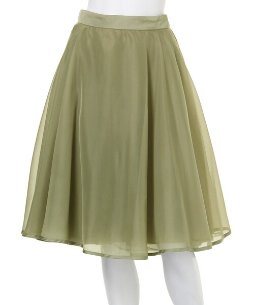 MERCURYDUO（マーキュリーデュオ）の「【DUO】 オーガンジーミディアムフレアスカート（スカート・レディース・ライトグレー/ブラック/ベビーピンク/カーキ・F）」の3枚目の写真