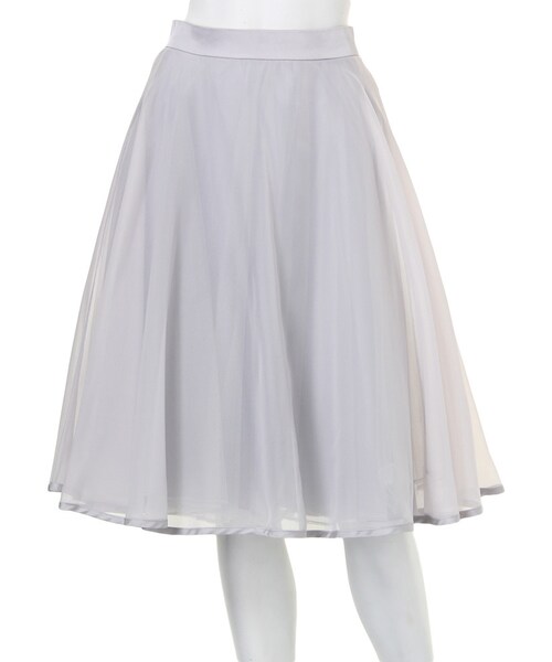 MERCURYDUO（マーキュリーデュオ）の「【DUO】 オーガンジーミディアムフレアスカート（スカート・レディース・ライトグレー/ブラック/ベビーピンク/カーキ・F）」の2枚目の写真