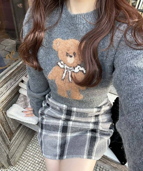 グニフニ さん くまちゃん ニット (トップスのニットはラスト) Lovilyn（ラヴィリン）の「ふわふわクマちゃんニット（ニット/セーター
