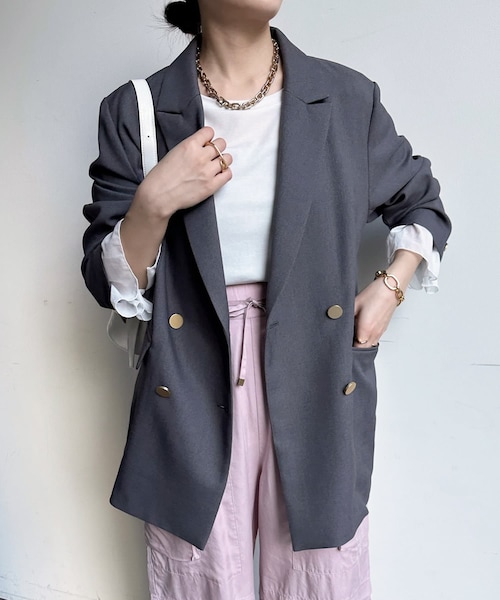 DouDou（ドゥドゥ）の「シャークスキンダブルジャケット（テーラード