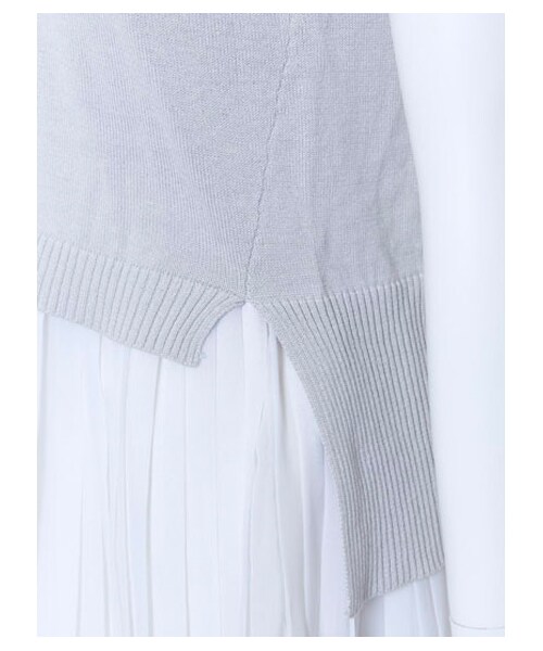 BONICA DOT（ボニカドット）の「ニットドッキングプリーツOP（ワンピース/ドレス・レディース・オフ/ライトグレー/サックス・F）」の4枚目の写真
