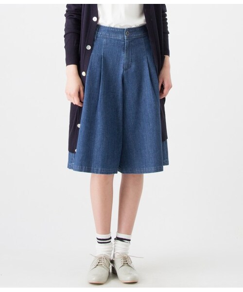 ROPE' PICNIC(ロペピクニック)の「【先行予約】ムラ糸デニムワイドハーフパンツ(パンツ・レディース・ネイビー/ブルー・36/38/40)」の3枚目の写真