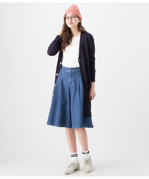 ROPE' PICNIC(ロペピクニック)の「【先行予約】ムラ糸デニムワイドハーフパンツ(パンツ・レディース・ネイビー/ブルー・36/38/40)」の11枚目の写真