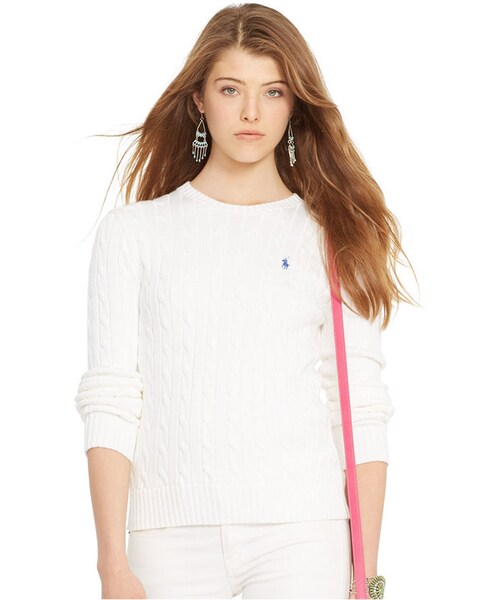 POLO RALPH LAUREN（ポロ ラルフ ローレン）の「Polo Ralph Lauren Crew-Neck Cable-Knit Sweater（ニット/セーター・レディース・Polo Black/White/Hunter Navy/Brilliant Red・S/XL/L/M/XS）」の4枚目の写真