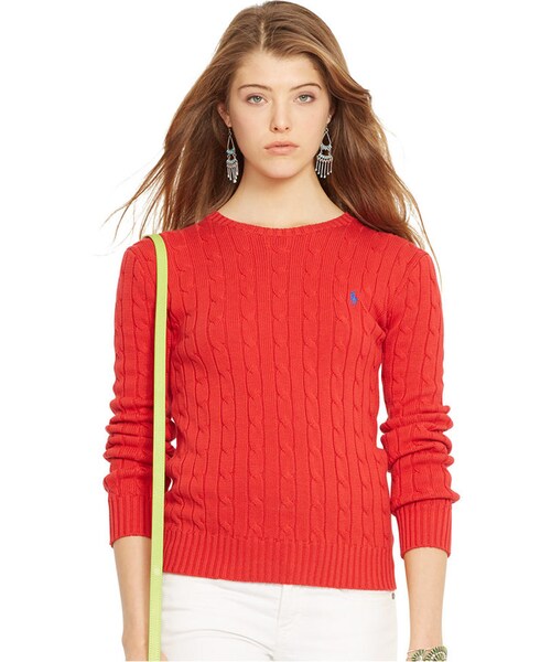 POLO RALPH LAUREN（ポロ ラルフ ローレン）の「Polo Ralph Lauren Crew-Neck Cable-Knit Sweater（ニット/セーター・レディース・Polo Black/White/Hunter Navy/Brilliant Red・S/XL/L/M/XS）」の5枚目の写真