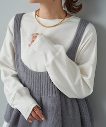 PUAL CE CIN | ワンポイントモノグラム刺繍スムース起毛プルオーバー(Tシャツ/カットソー)