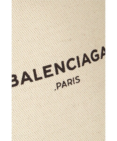 BALENCIAGA（バレンシアガ）の「Balenciaga Cabas S leather-trimmed cotton-canvas tote（トートバッグ・レディース・Neutrals）」の7枚目の写真