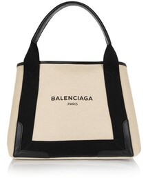 BALENCIAGA | Balenciaga Cabas S leather-trimmed cotton-canvas tote(トートバッグ)