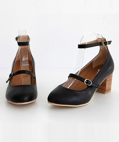 DHOLIC（ディーホリック）の「スタックドヒールメリージェーンシューズ（パンプス・レディース・グレートーン/ベージュ/ブラック・225/230/235/240/245/250）」の2枚目の写真