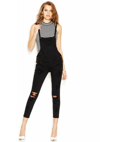 black overall skinny jeans