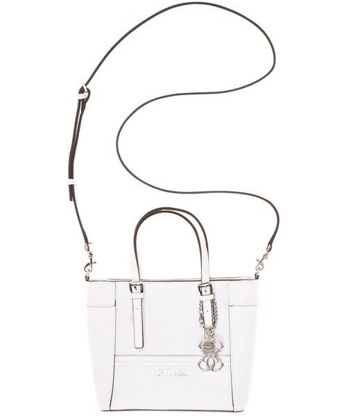 Guess(ゲス)の「GUESS Delancy Petite Tote with Crossbody Strap(ショルダーバッグ・レディース・White/Black White Checker/Coral/Black)」の5枚目の写真