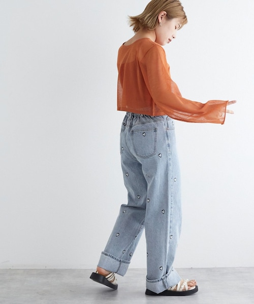 w closet（ダブルクローゼット）の「ハート柄刺繍デニムパンツ