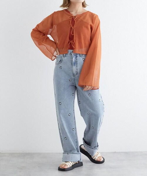 w closet（ダブルクローゼット）の「ハート柄刺繍デニムパンツ