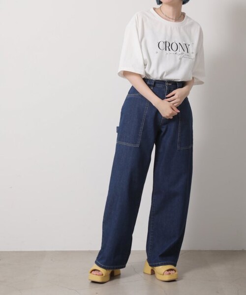 OUTLET(アウトレット)の「パール付ロゴビックTシャツ(トップス・レディース・クロ/オフシロ・FREE)」の5枚目の写真