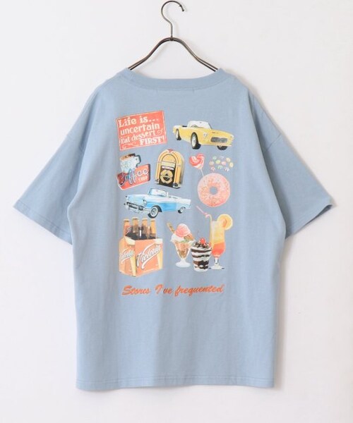 OUTLET(アウトレット)の「アソートプリントTシャツ(トップス・レディース・ブルー/ピンク/スミクロ・FREE)」の10枚目の写真