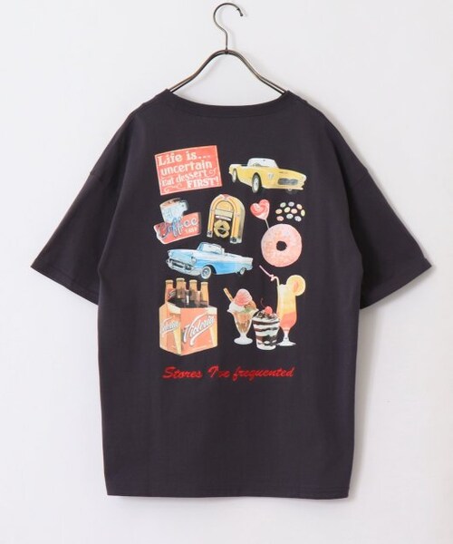 OUTLET(アウトレット)の「アソートプリントTシャツ(トップス・レディース・ブルー/ピンク/スミクロ・FREE)」の14枚目の写真