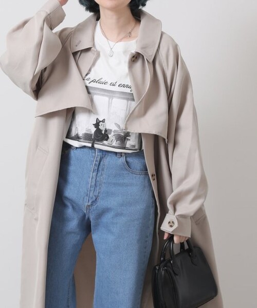 OUTLET(アウトレット)の「ネコイラストビッグTシャツ(トップス・レディース・パープル/オフシロ/オートミール・FREE)」の15枚目の写真