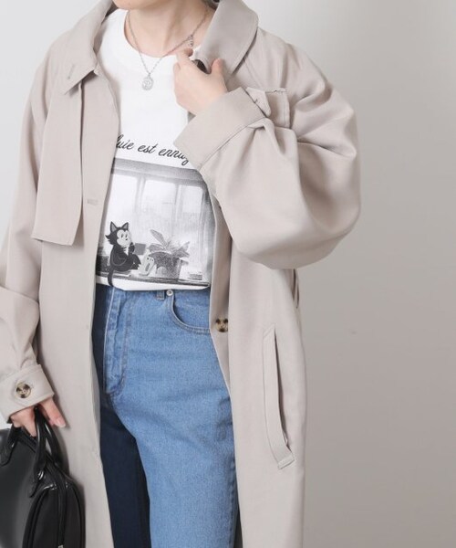 OUTLET(アウトレット)の「ネコイラストビッグTシャツ(トップス・レディース・パープル/オフシロ/オートミール・FREE)」の2枚目の写真